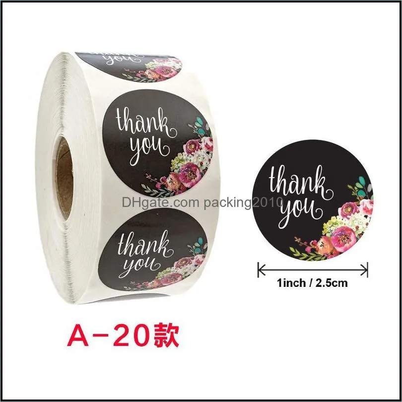 WhatIlife 500Pcs Wedding Birthday Party Festival Gifts Sealing Stickers Flower Thank You Print Diary Scrapbooking Sticke Labels Gift