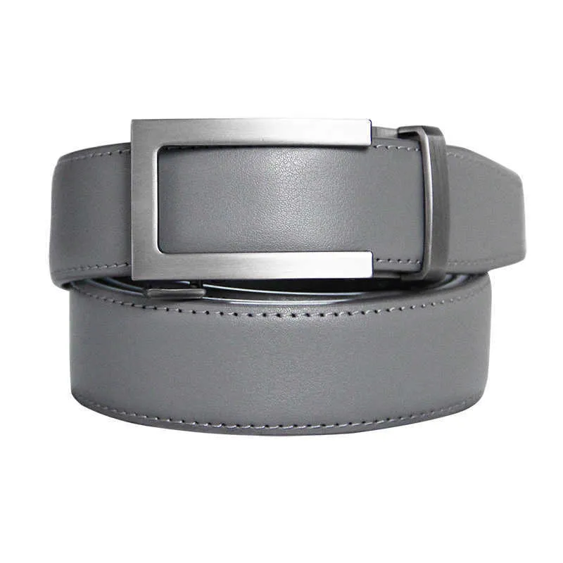 Ceinture à boucle automatique de luxe pour hommes, sans trou, tendance, à cliquet coulissant, taille masculine, noir, gris, largeur 3.0cm, Q0630