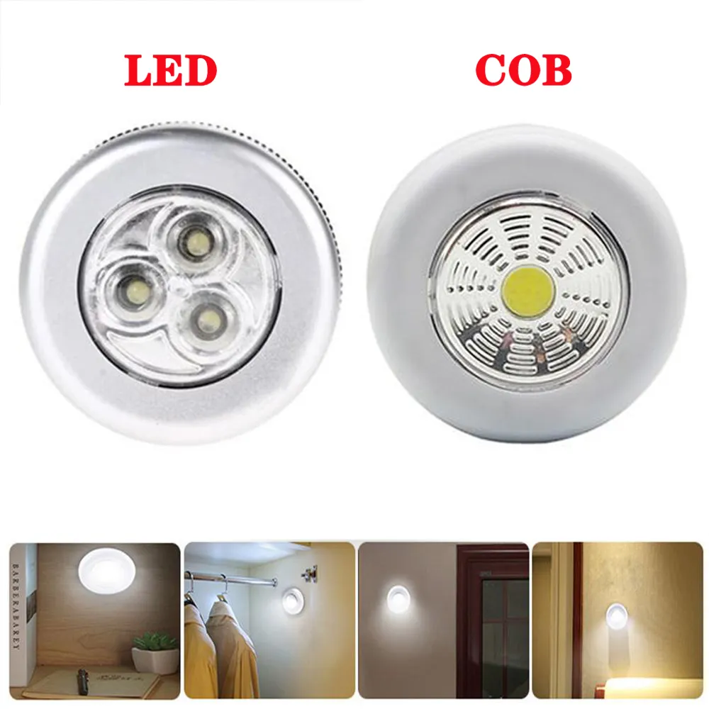 Touch Cabinet Lights Kitchen LED Night Light Sensor Battery Powered Bedside Emergency Lamps Home Decor Wardrobe Bedroom Stairs Closet Lighting