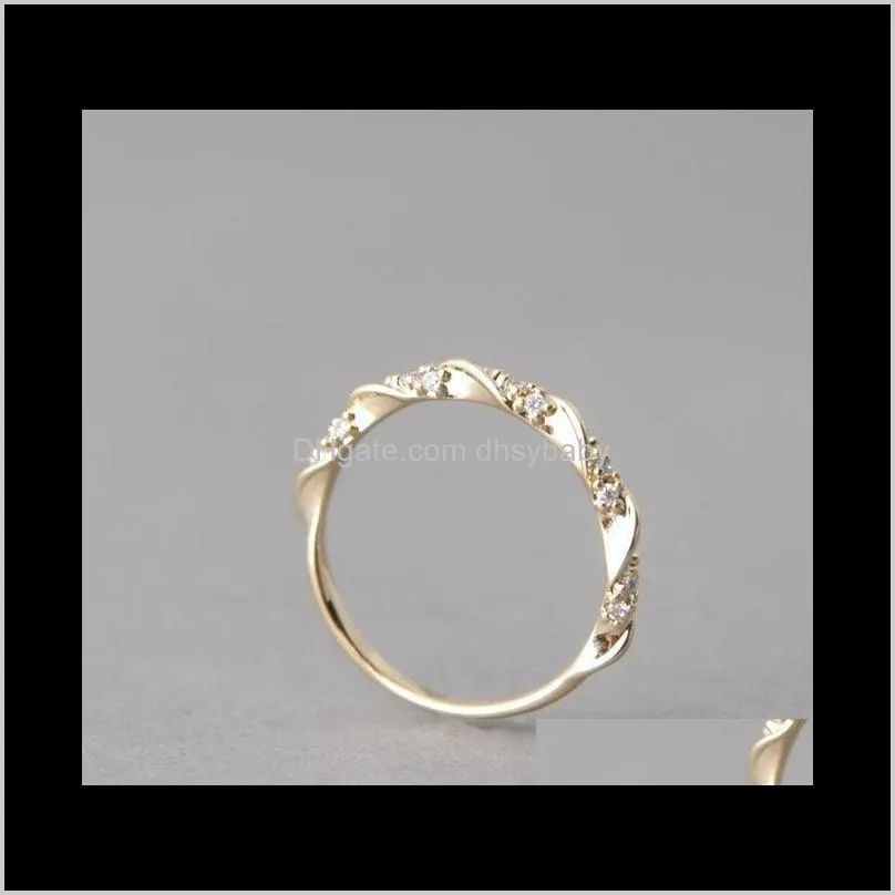 european and american fashion simple set diamond twist ring for women