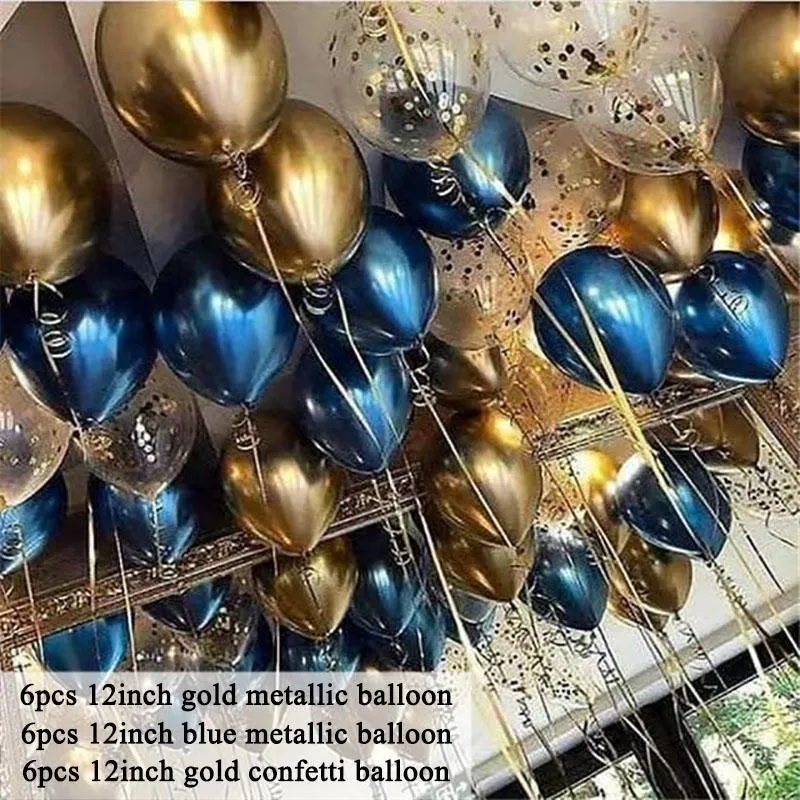Décoration De Fête 12 Pouces Chrome Or Bleu Confettis Ballons En Latex  Décorations Danniversaire Enfants Adulte 16 18 21ème 30 40 50 60 Garçon  Homme Du 6,77 €