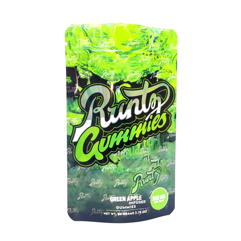 Wholesale 4 Holograms Runtz Gummies Bag 500mg Runty Zipper Resealable