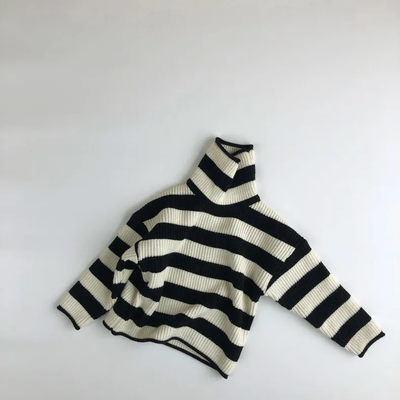 Inverno Autunno Maglioni per bambini Maglioni per ragazze a righe Maglioni per neonati Maschi Pullover Dolcevita Maglieria per bambini Top per bambini Abbigliamento per bambini