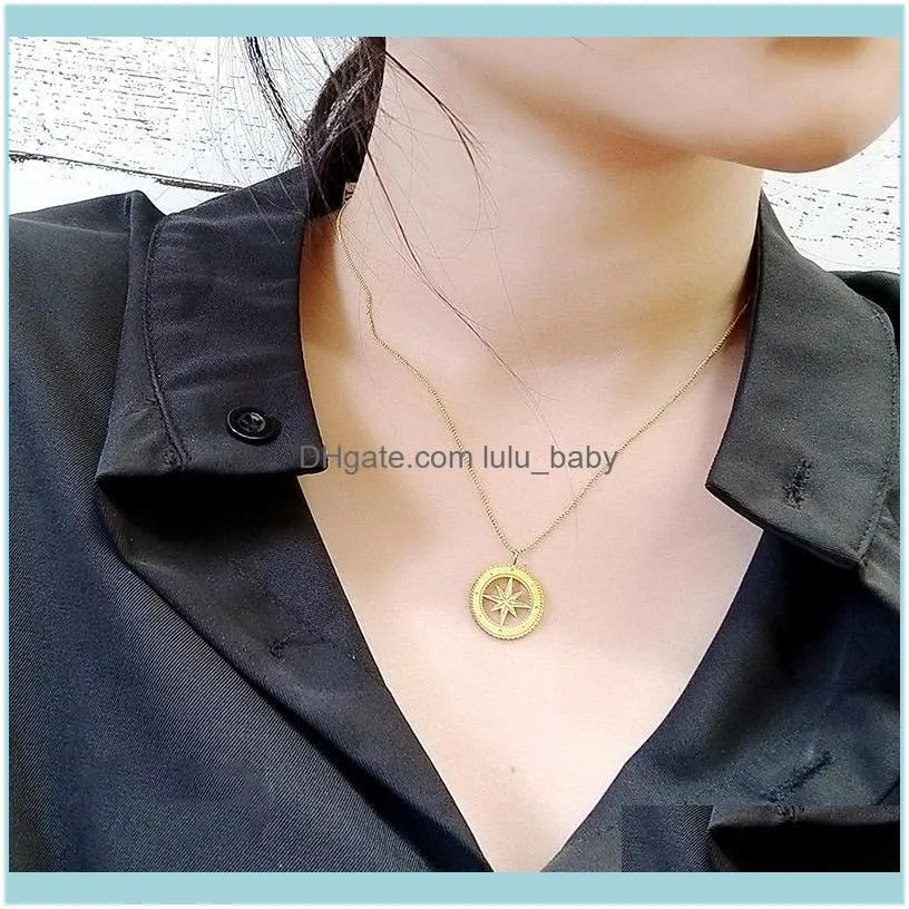 Pendant Necklaces Fashion Gold Color Stainless Steel Choker Necklace For Women High Quality Eight Pointed Star Pendants Femme Jewelry