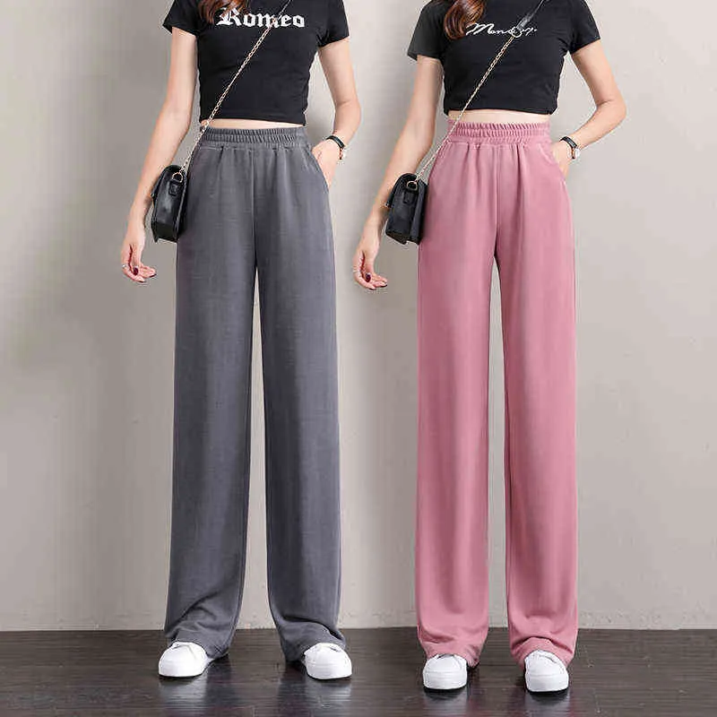 Pantalon oversize pour femmes jambe large taille haute taille coréenne pantalons de survêtement pantalons de jogging pour femme plus taille streetwear harajuku y211115
