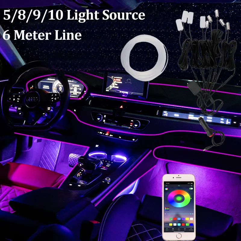 Universal Car Interior Fiter Lights Decorazione Accessori RGB Ambient LED Strip Lights con app controllata per Tesla Modello 3 BMW Benz Atmosphere Foot Lamp