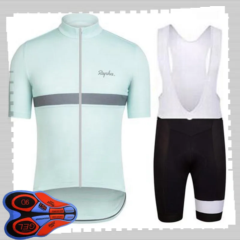 Rapha Team Cycling Kortärmad Jersey (Bib) Shorts Sätter Mens Sommar Andas Väg Cykelkläder MTB Bike Outfits Sport Uniform Y21041473