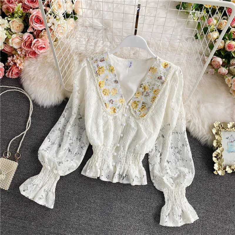 トップス EAPHI EMBROIDERY LACE BLOUSE HALF SLEEVE EMBROIDERY LACE BLOUSE【STORE限定】