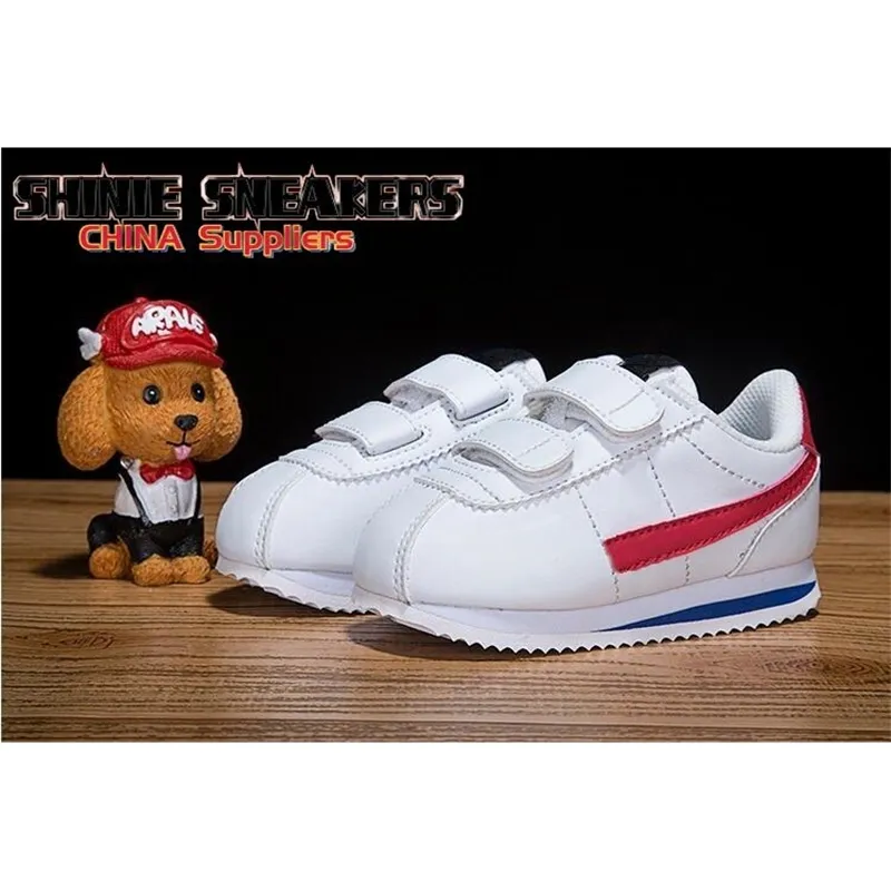 Sale Born Baby Cortez Kids Running shoes Leather Black White Red Children toddler Casual trainers boy & girl sneakers td Infant With Box