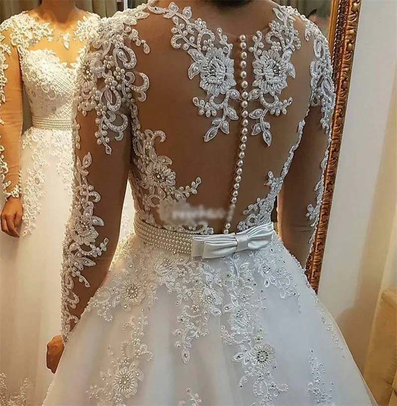 Pérolas Beads 2 em 1 Brasil Vestido de Noiva 2021 Vestido de Novia Lace Appliques Destacable Train A Line Wedding Vestidos W0278