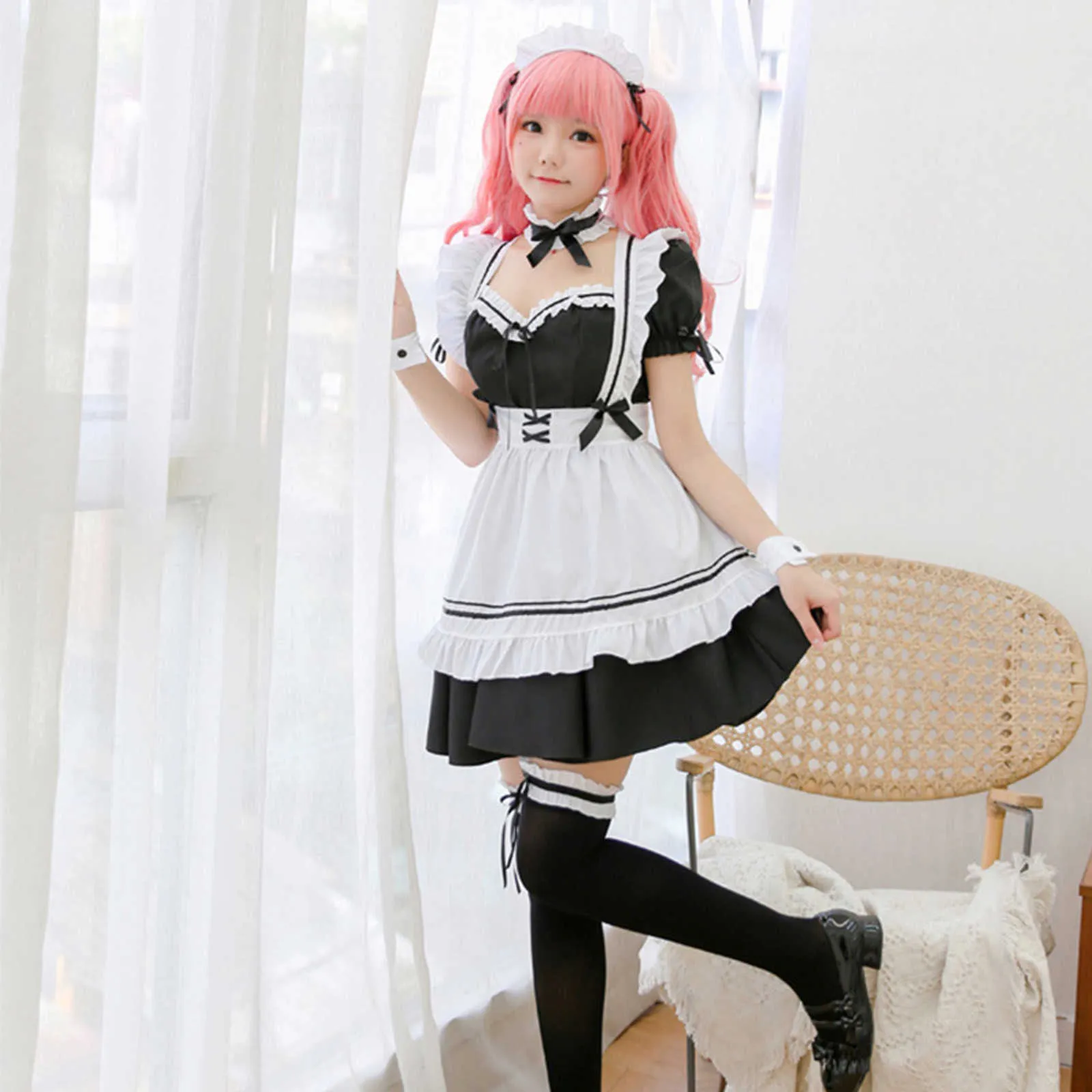 Sweet Lolita Dress French Maid Costume For Women Sexy Mini Pinafore ...