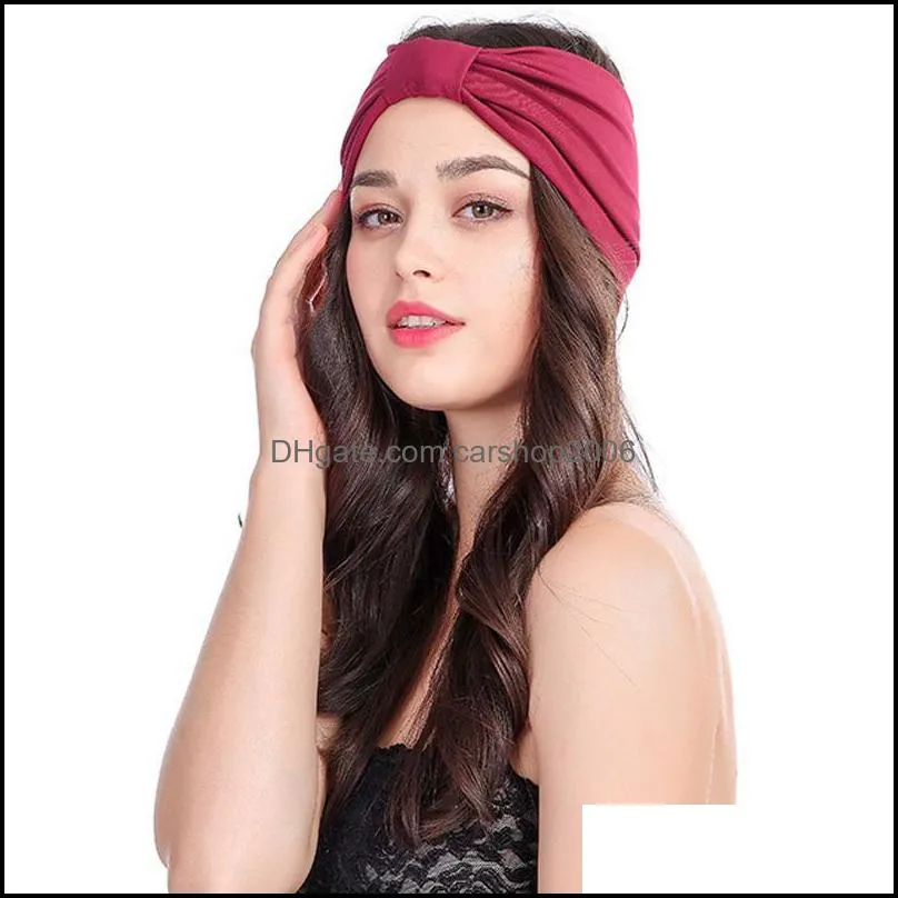 Retro Fashion Wide Solid Hair Bands Elastic Stretch Twisted Knotted Turban Women Girl Hairdressing Accessories Tools Headbands VT1529