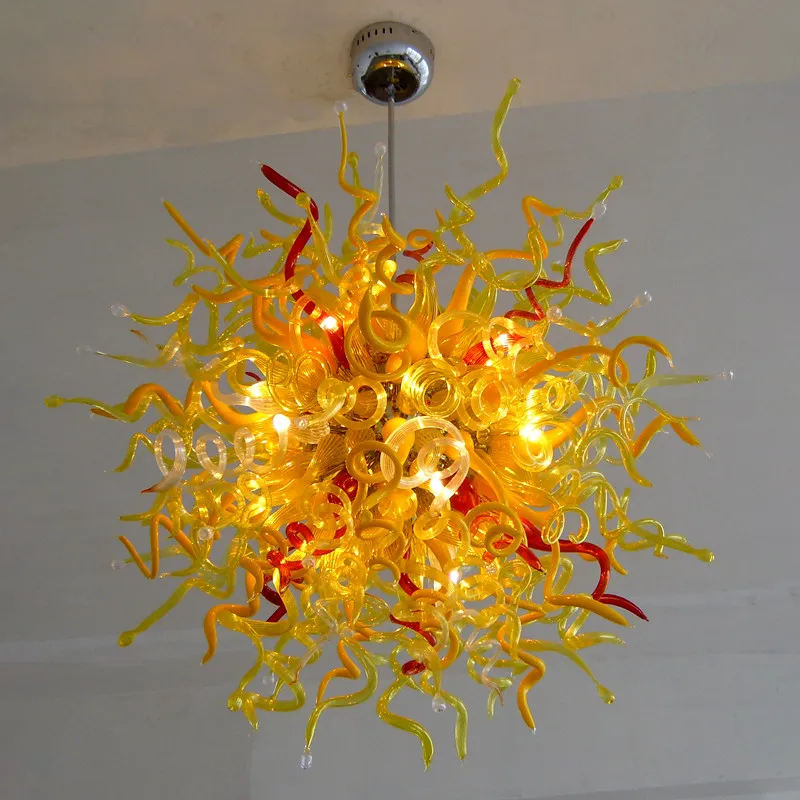 Lustre Led Modern Hand Blown Chandeliers Lamps Yellow Red Color Indoor Lighting Murano Glass Chandelier for Home Hotel Art Decoration 80 CM