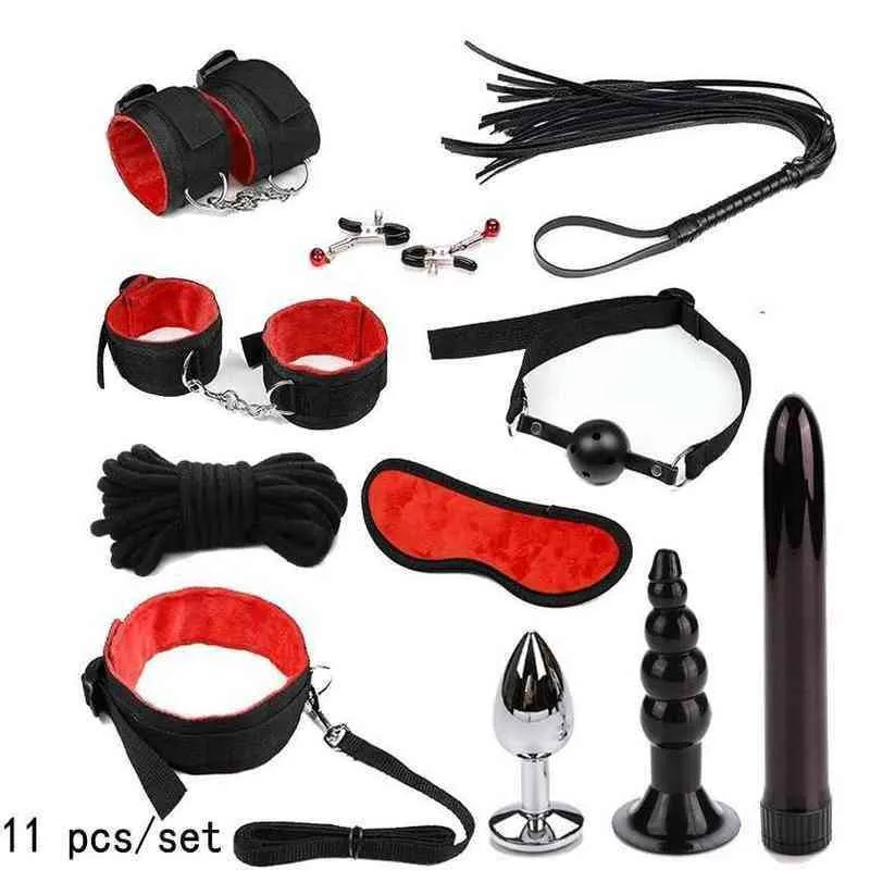NXY SM Sex Volwassen speelgoed Games BDSM Bondage Set Repraints Shop for Couples Woman Products Erotic S Masturbator Handcuff Vibrator1220
