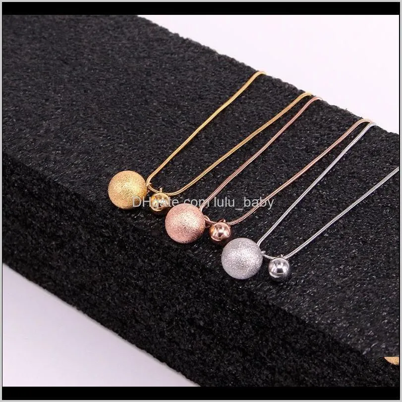 famous stainless steel geometric cute love ball bead shape snake chain pendant necklace rose gold color women party xmas gift1