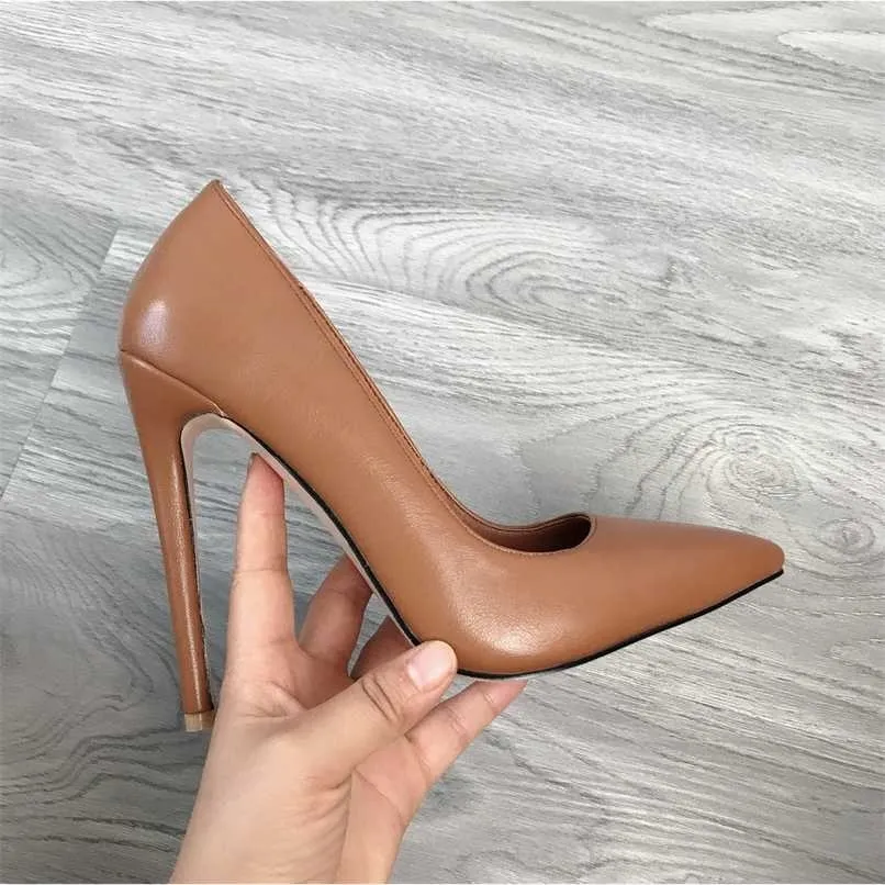 Acquista Tacchi Alti In Ecopelle 12 Cm 10 Cm Scarpe Con Tacco A Punta Da 10  Cm Scarpe Da Donna A Spillo Da Donna Beige Rosso Nero Marrone Super Tacchi  Slip On