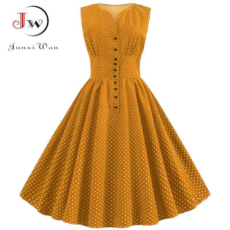 Vintage Dres Sexy V Neck Polka Dot Partido Elegante Verão Retro Rockabilly Plus Size es Robe Femme Vestidos 210623