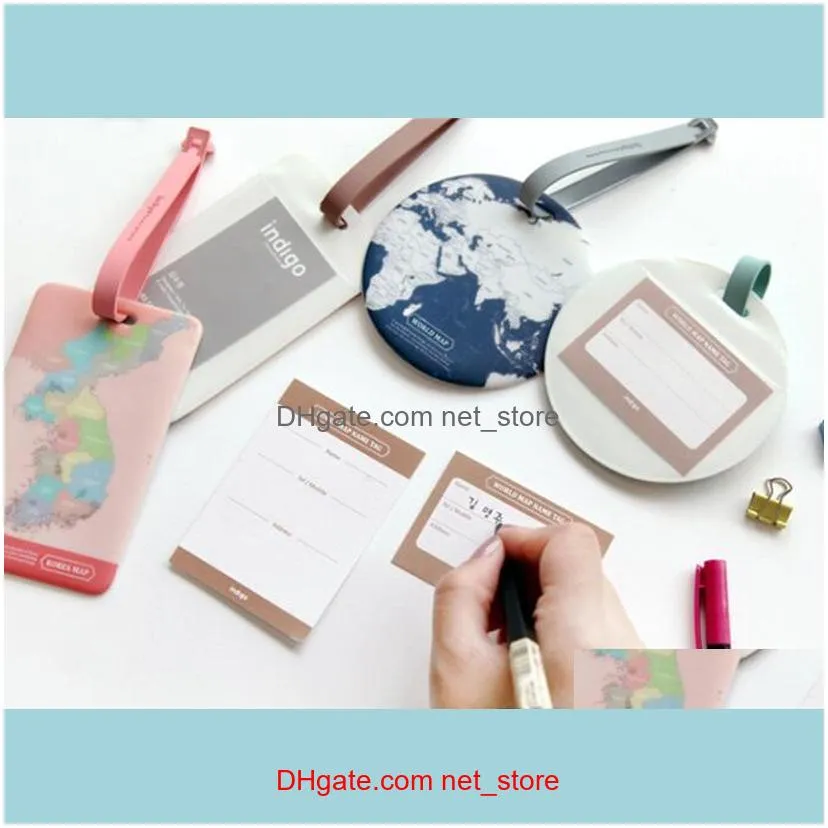 Luggage Tag Global Map Silica Suitcase ID Address Holder Identifier Baggage Boarding Tags Portable Travel Accessories