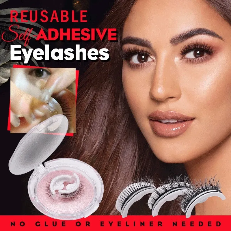 1 Pair Reusable Self-adhesive False Eyelashes 3D Mink Lashes Glue-free Eyelash Extension 3 Seconds to Wear No Glue Needed Lashes