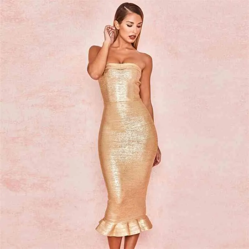 Robe d'été femmes Sexy moulante Bandage élégant trompette fête es dames Vestidos 210515