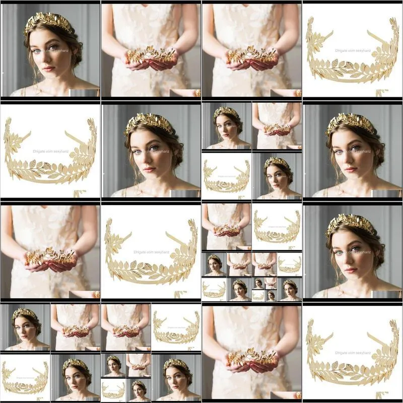 fashion gold plated metal leaf headband vintage hairband for women wedding elegant leaves hair accessories