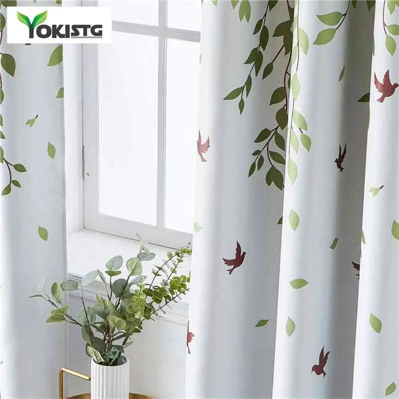 YokiSTG Tenda oscurante con foglie tropicali per soggiorno Camera da letto Cucina Camera dei bambini Tende per trattamento di finestre in poliestere stampato 210913