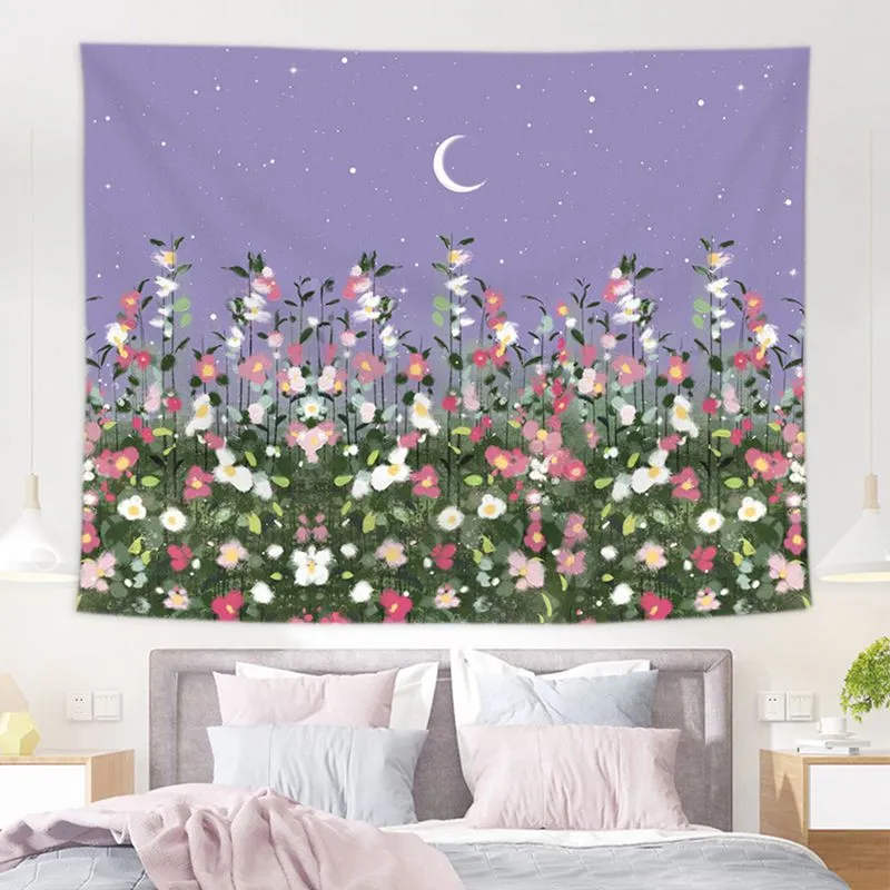 Cute Flowers Tapestry Room Decor Kawaii Girl Dorm Wall Hanging