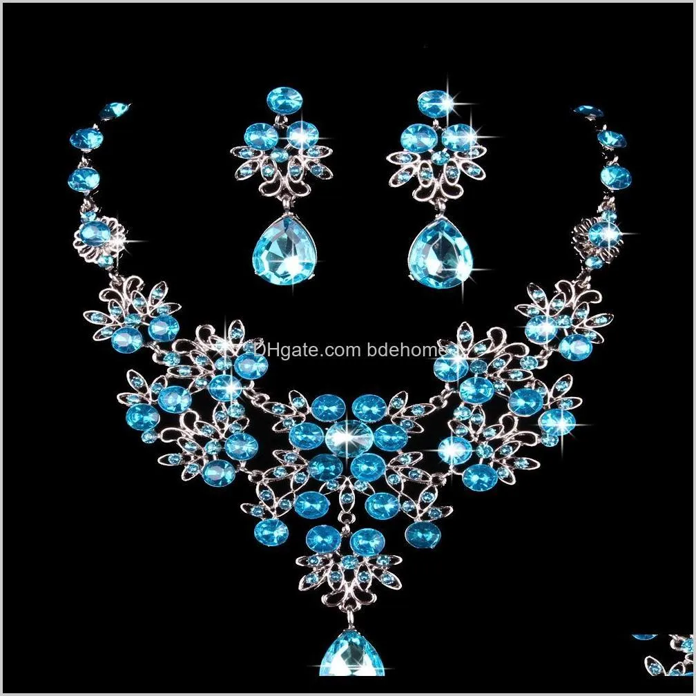 fancy bridal jewelry set factory directly sale high end necklace and earrings jewelry set women jewelry set