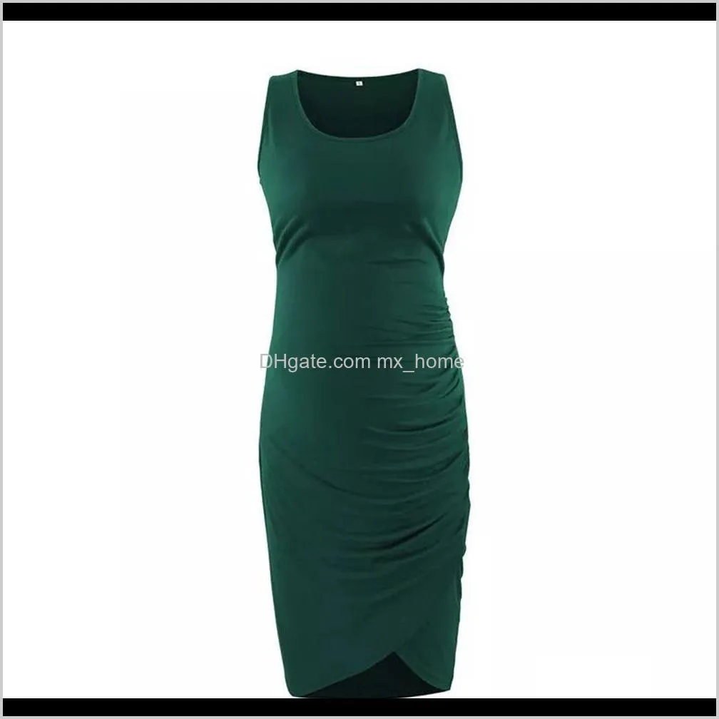 maternity clothes round neck and buttock irregular sleeveless maternity dress in summer