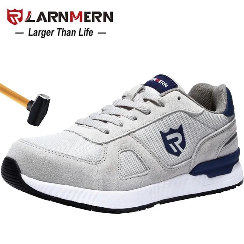 LARNMERN Men's Work Safety Shoes Steel Toe Construction Sneaker Breathable Lightweight Anti-smashing Anti-static Non-slip shoe 210820