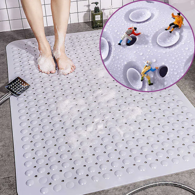 Badrumsmatta Badkar Stor Stark Sug Anti Slip Bad Dusch Mat PVC Fotkudde Luktlös Non-Toxic 210622