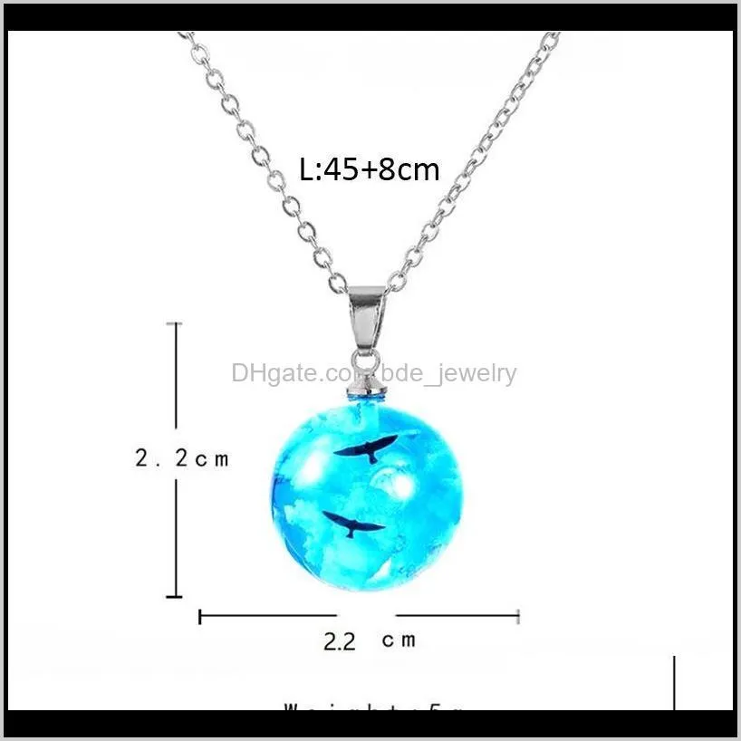 chic transparent resin rould ball moon pendant necklace women blue sky  chain fashion jewelry gifts for girl necklaces