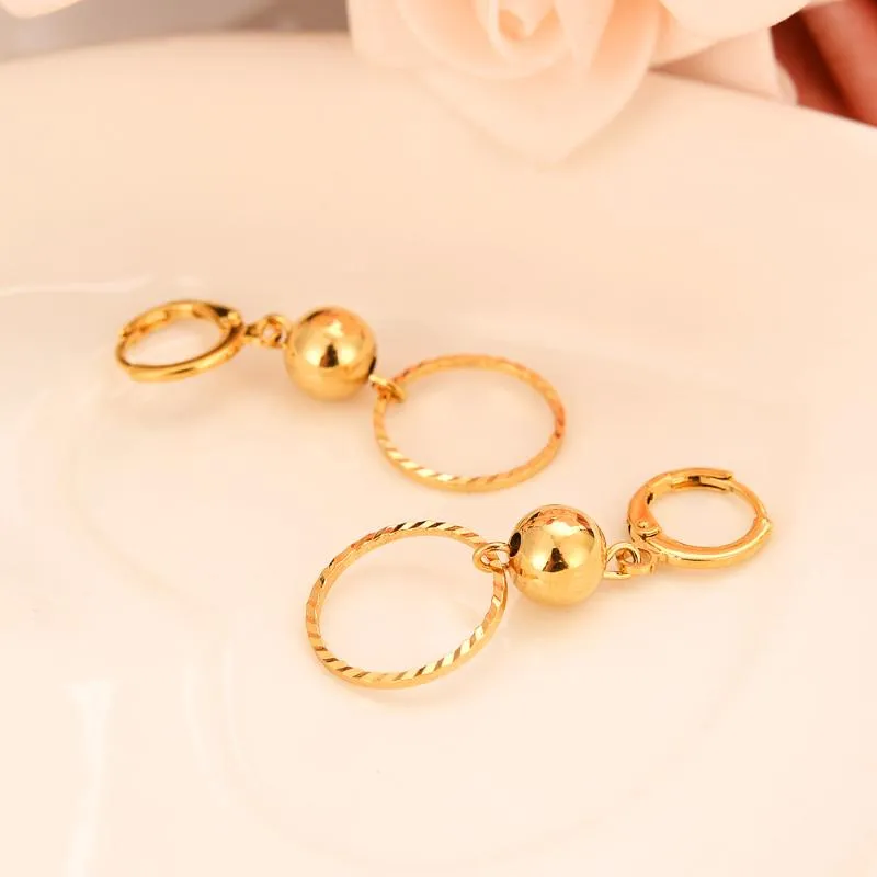 Hoop & Huggie Classic Exquisite Hollow Circle Drop Earrings For Women Top Quality Gold Color Beads Arab African Jewelry