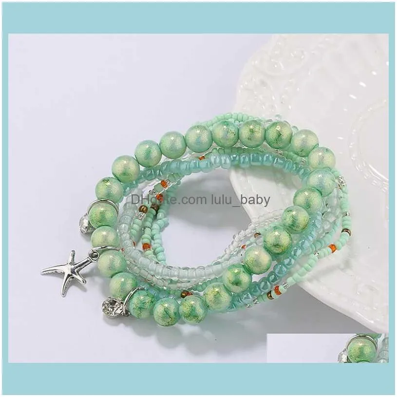 Beaded, Strands 7pcs/set Handcraft Boutique Fashion Multilayer Crystal Stone Beads Strand Bracelets Bangles Pulseras Boho Mujer