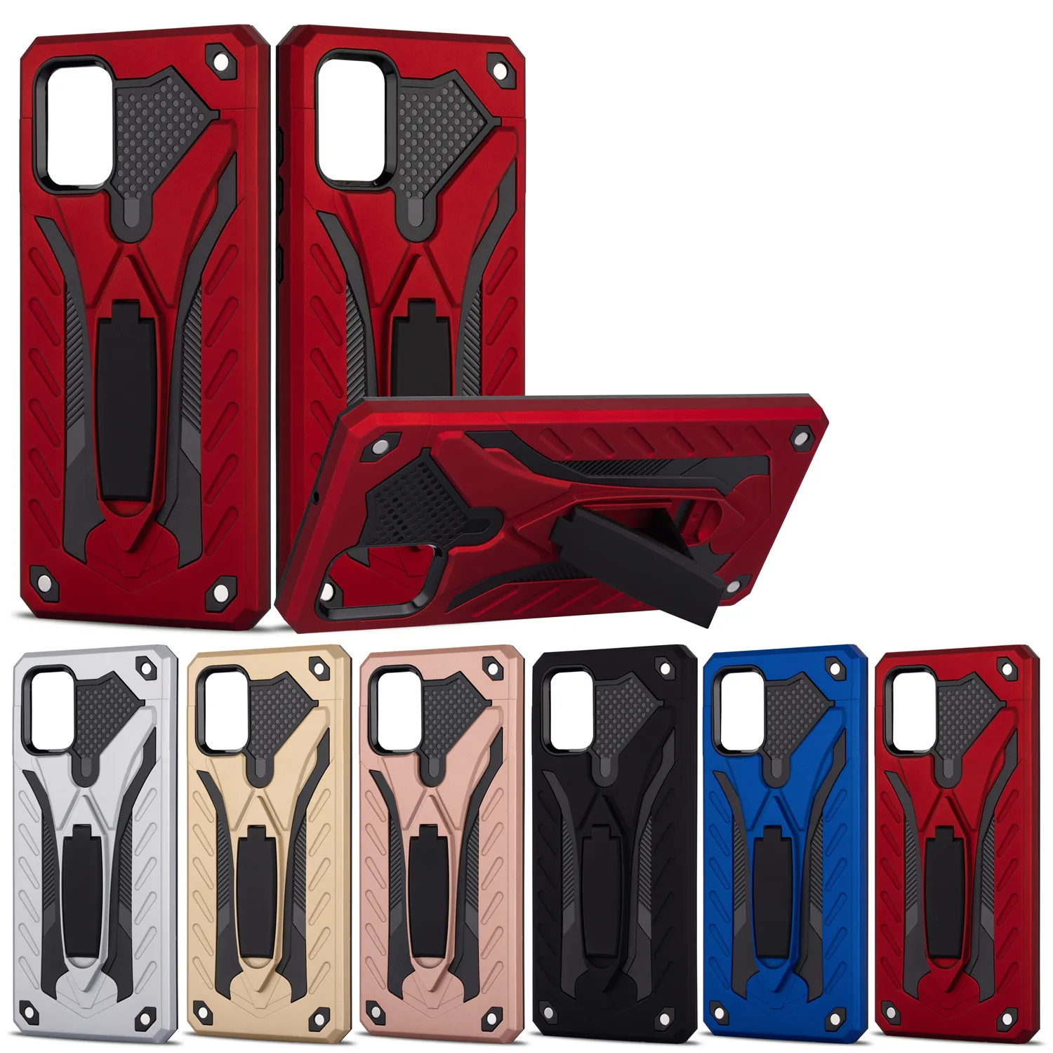 Robuuste Armor Beschermende Gevallen Voor Samsung Galaxy A31 A51 A71 A21s A10s A20s A50s A70s M30s Soft TPU Hard PC kickstand Back Cover