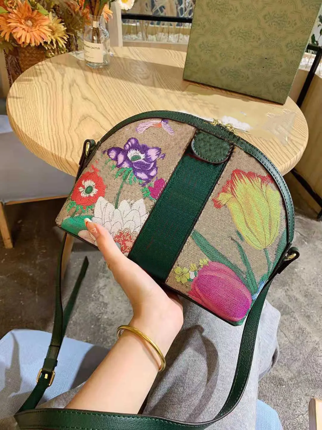 Single Bag Girls Women Genuine Leather Purses Handbags Shoulderbag Handbag Shoulder Fashion Bags Female Flower Shell Messenger Crossbody