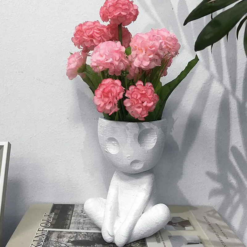 Vases Creative Human Fleed Flower Pot Ornement Personnalize Resin Craft Murbings for Home Bedroom Office Decoration
