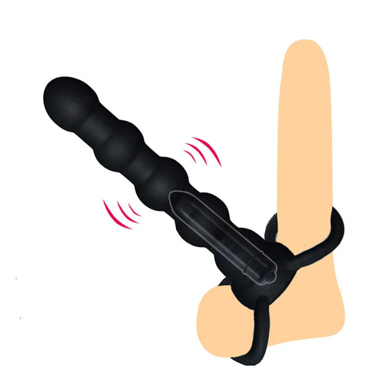 Massage Dubbel Penetration Vibratorer Sexig leksak för kvinnor Analplugg Penis Strap On Vibrator Intim leksaker Sexiga produkter för vuxna för par