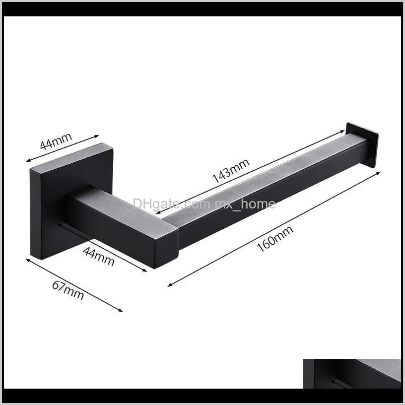 Banheiro de hardware do banheiro Gardethroom de papel higiênico suporte preto de aço inoxidável de aço montado na parede Plataforma de toalha à prova d'água Aessoria