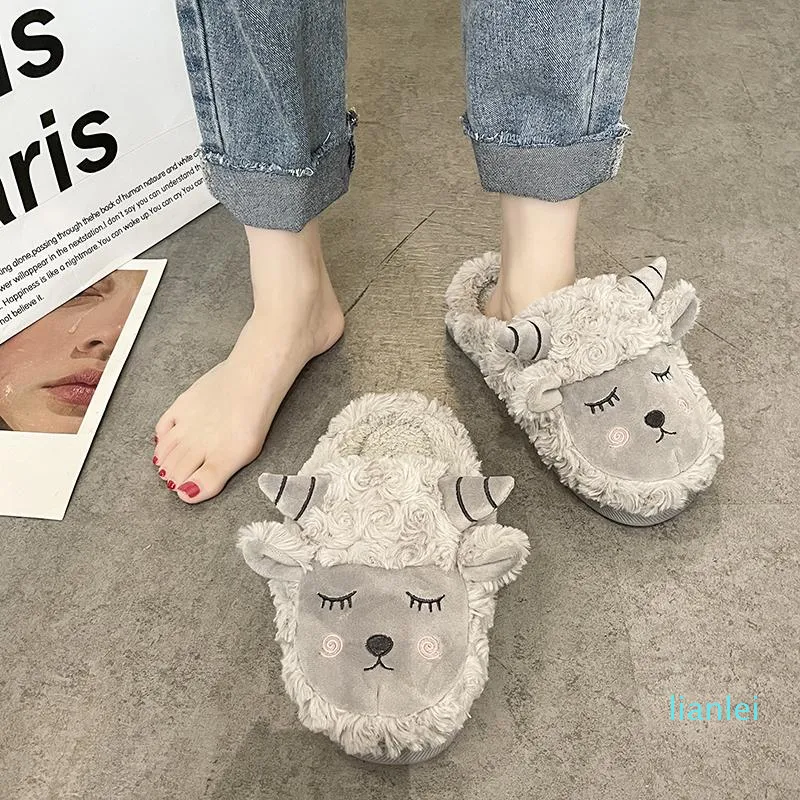 Slippers Fur Shoes Winter Woman Slipper Cover Toe Luxury Slides Pantofle Flock Plush Designer 2021 Flat Massage Basic With Rubber Rom