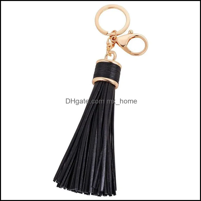 Car Leather Key Chain Fashion Multicolor Tassel Keychain Zinc Alloy Metal Keyring Christmas Gift Gold Silver Creative Pendant DBC