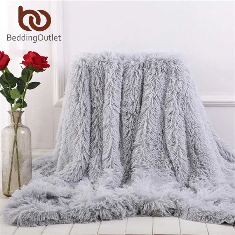 Beddingoutlet shaggy kasta filt super mjuk plysch säng täcke fluffy faux päls filt fleece filtar för sängar soffa soffan manta 211122