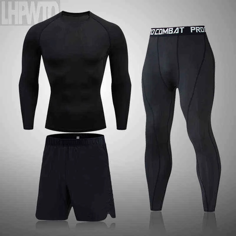 2022 Heren Thermische Ondergoed Pak MMA RashGuard Fitness Sport Leggings Solid Color Carression Kleding