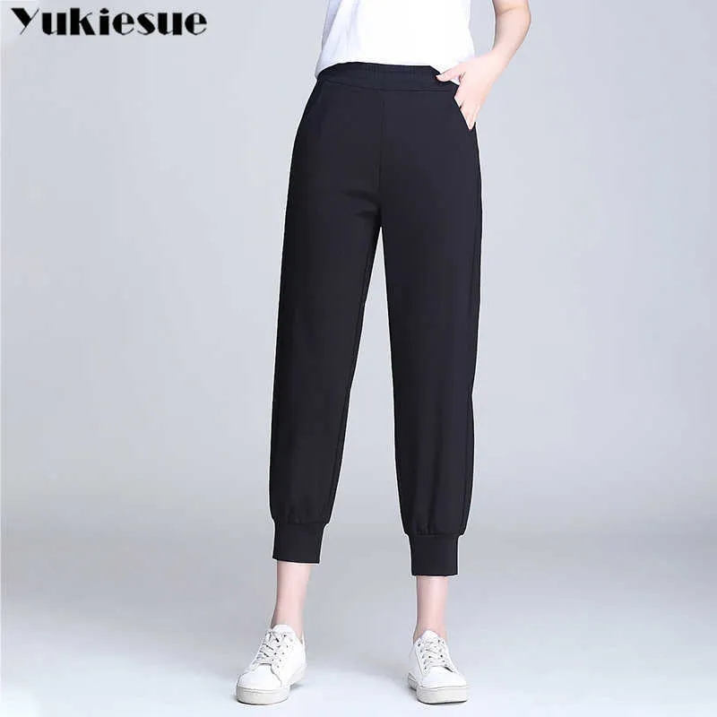 Mode Casual Sweatpants Byxor Capris Women Loose Elastic High Waist Sportswear Women's Bottoms Summer Plus Size 210608