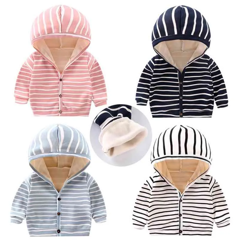 Kinder Fleece Gepolsterte Pullover Mit Kapuze Jacke Kleinkind Baby Mädchen Jungen Kleidung Mäntel Winter Nette Junge Mädchen Kleidung für Kinder 210818