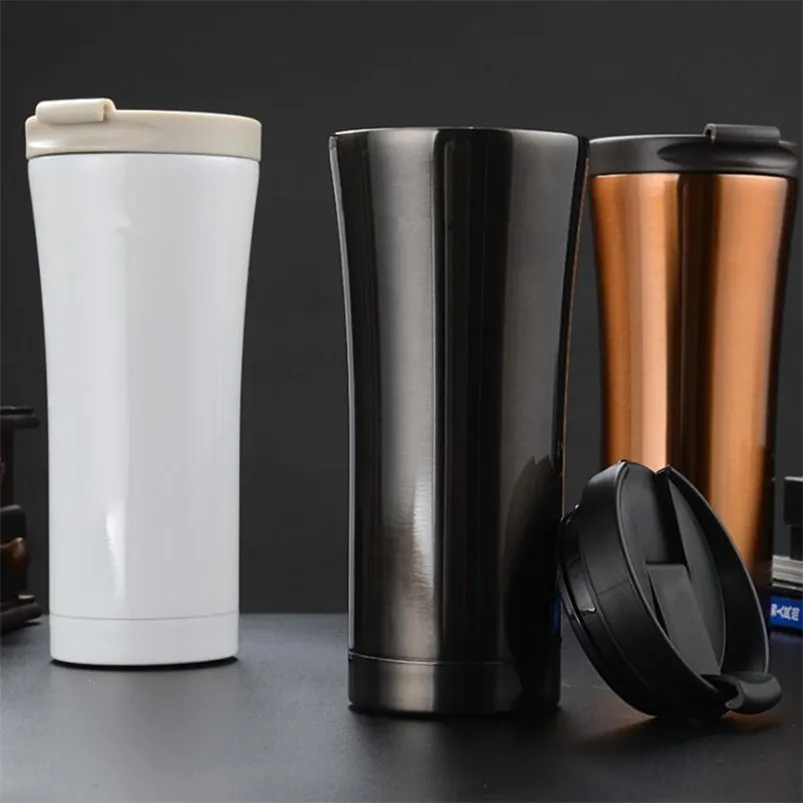 Tasse à café en acier inoxydable Tasses thermos isolées à double paroi Flacons à vide thermique Thermocup Bouteille d'eau Tasse 210423