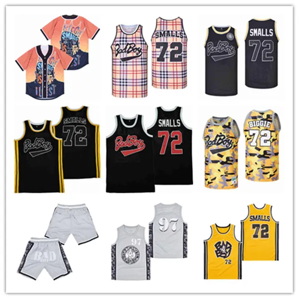 Hommes Notorious Badboy Bad Boy 72 10 Biggie Smalls Movie Basketball Jersey Cousu Couleur de l'équipe Noir Blanc Jaune Gris Taille alternative S-XXL