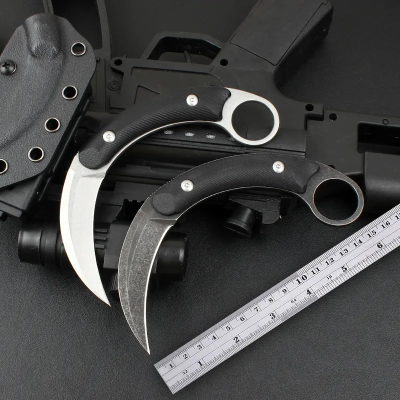 Kalinou Karambit Claw Fixed Blade Mes Claw Krambit Tactical Messen 440C Stone Wash Mes Staal Handvat Vaste Mes