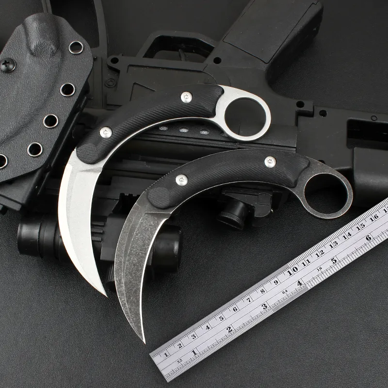 Kalinou Karambit Claw Fixed Blade Kniv Claw Kramit Tactical Knives 440c Stone Wash Blade Steel Handle Fixed Blade