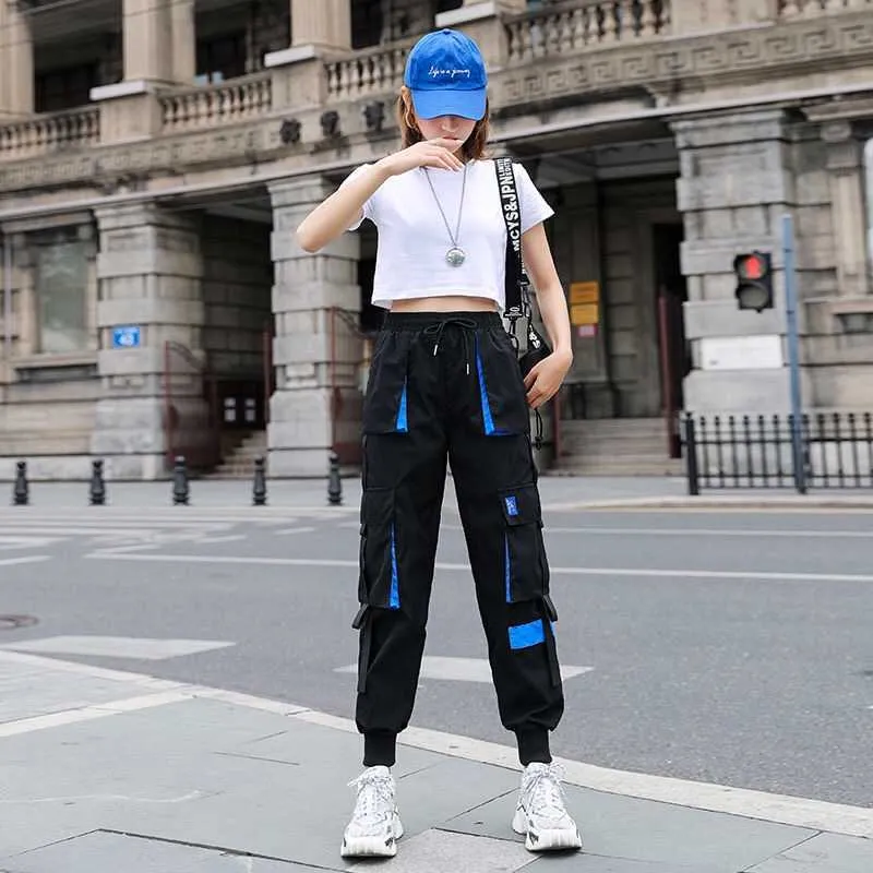 Harajuku Cargo Pants For Women Black Plus Size High Waist Casual